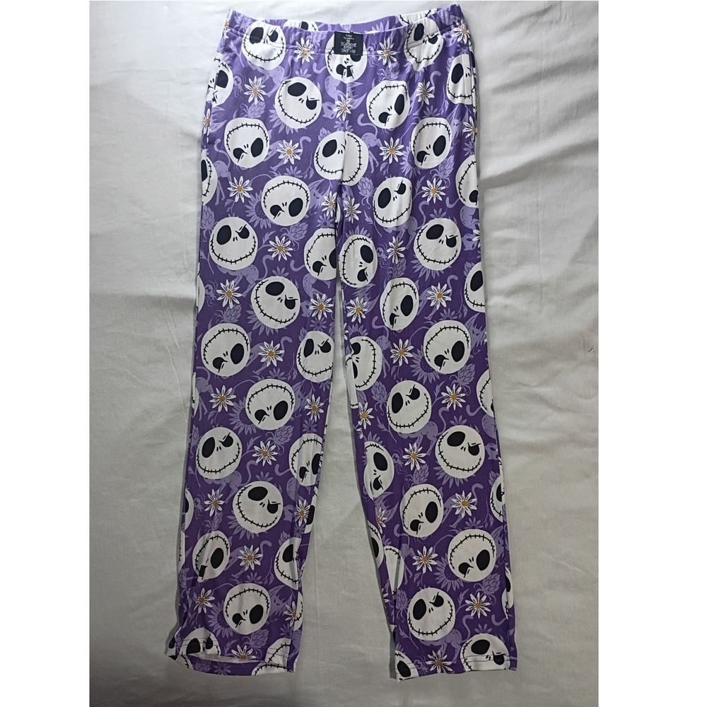Disney Nightmare Before Christmas Jack Skellington Purple Daisy PJ Pants Small